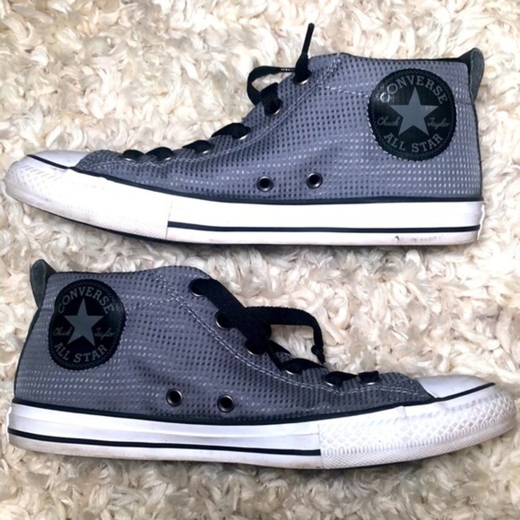 CONVERSE ALL STAR | Chuck Taylors Grey Checkered + Black Sneakers, US Size 6. - Picture 3 of 9